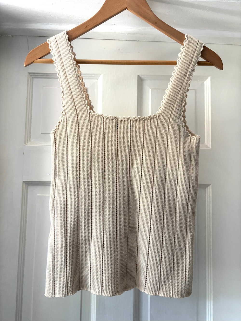 Reiss Dory Stitch Interest Square Neck Tank Vest Top Cream Size S - Picture 6 of 14